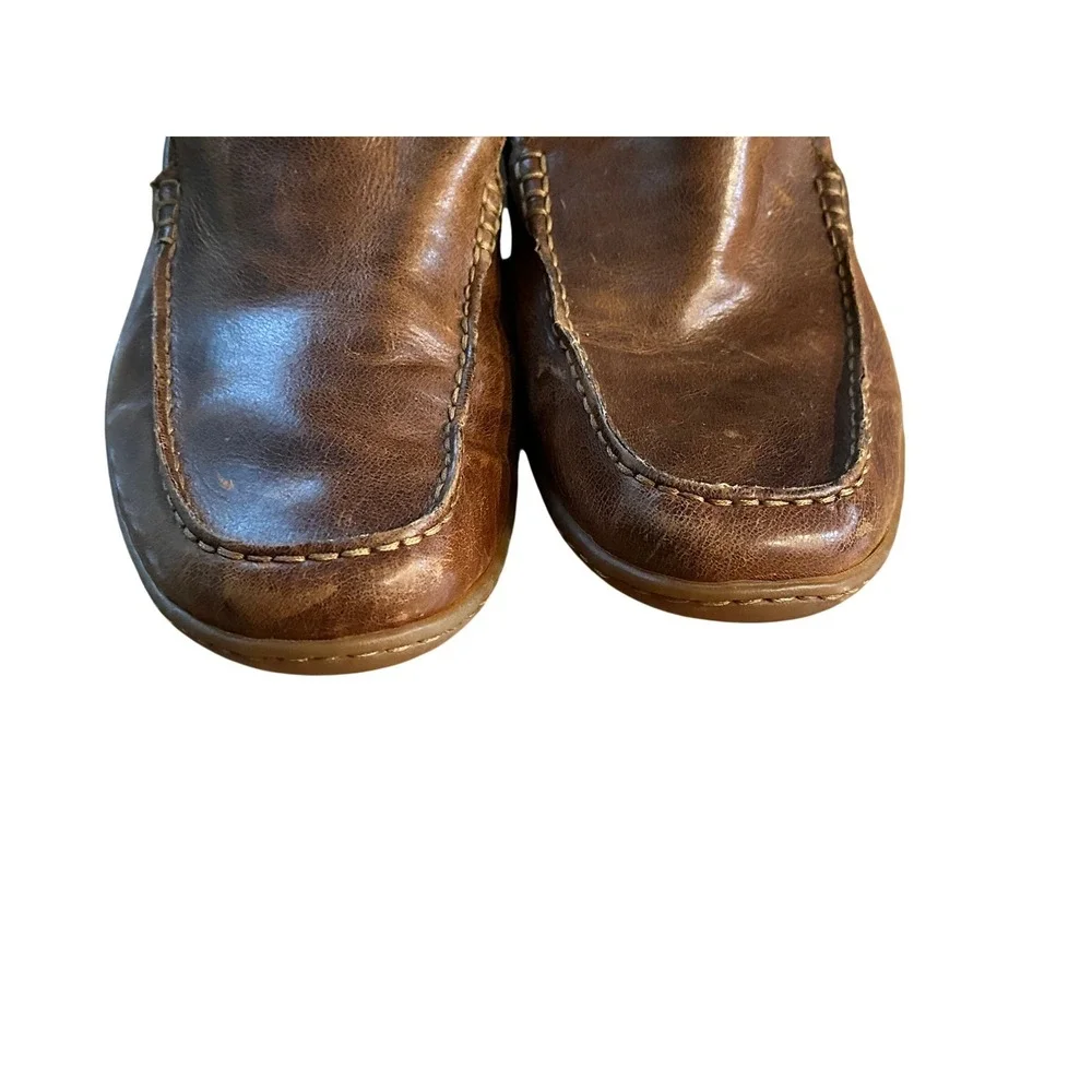 Born Mens Brown Leather Loafers Slip On Driving Moc‎ Shoes Handcrafted Footwear